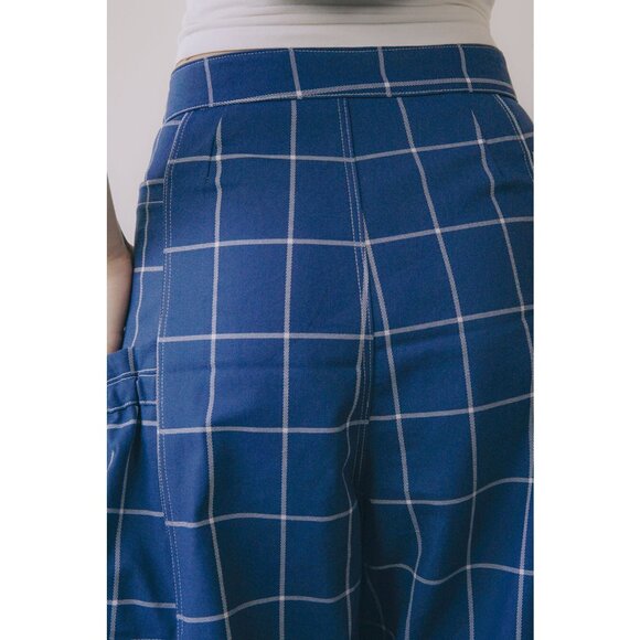 Rework Plaid Pouch Pocket Flared Cargo Pants - Picture 6 of 9
